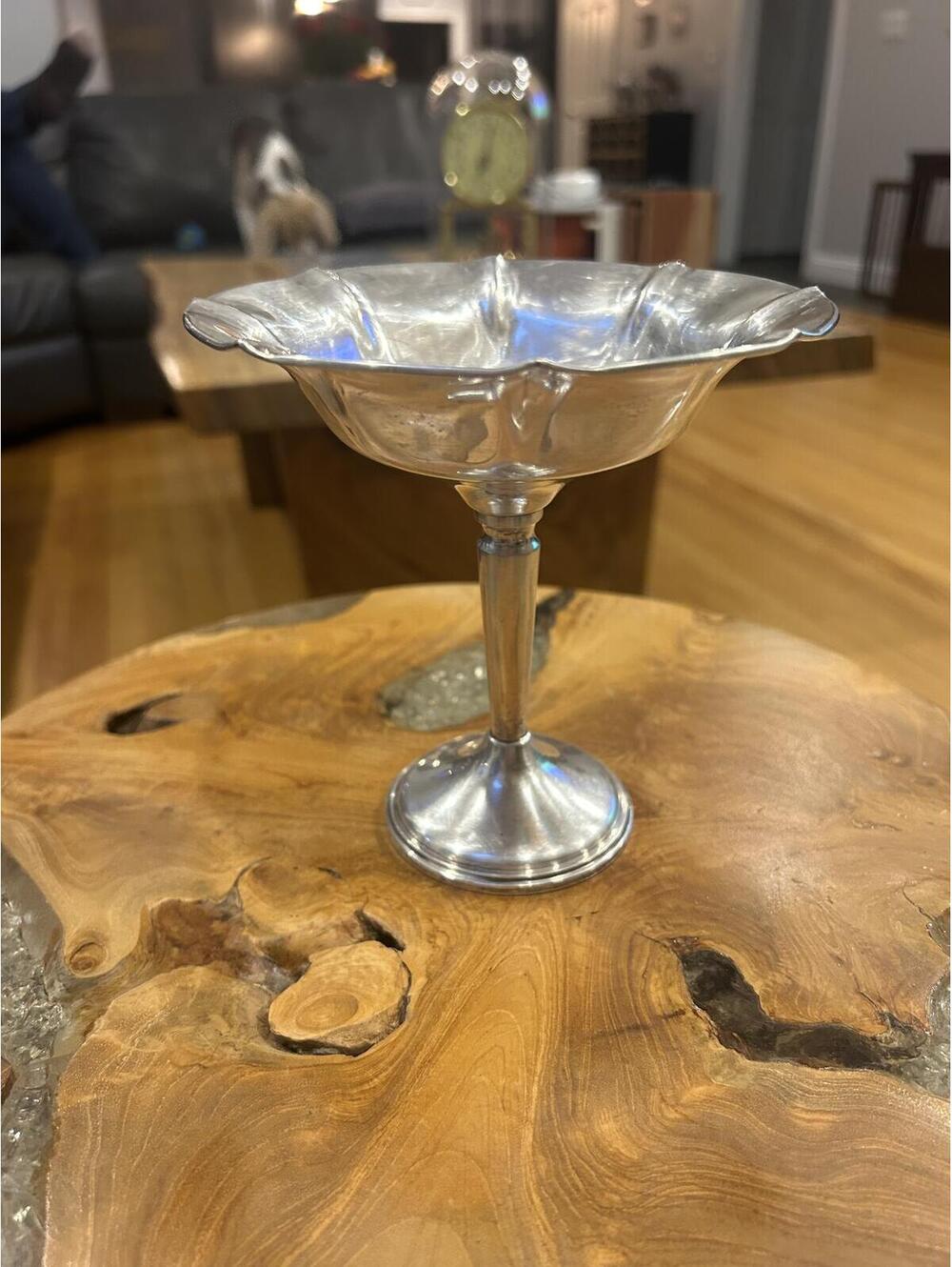 VTG  Sterling Silver Compote Pedestal Candy Dish Weighted Scallop Edge